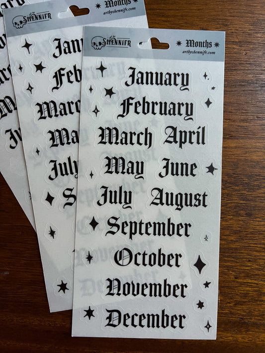 Months ✷ journaling sticker sheet
