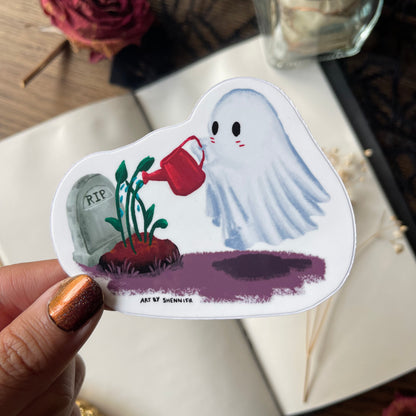 Gardening Ghost Sticker