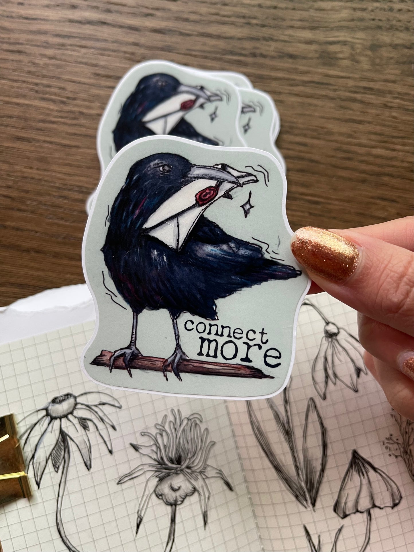 Connect More Crow Sticker
