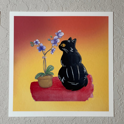 Silent Moments | Limited Edition Embellished Black Cat Prints