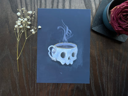 Coffee Bar Skull Mug Print | Hand-Embellished