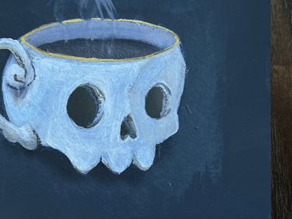 Coffee Bar Skull Mug Print | Hand-Embellished